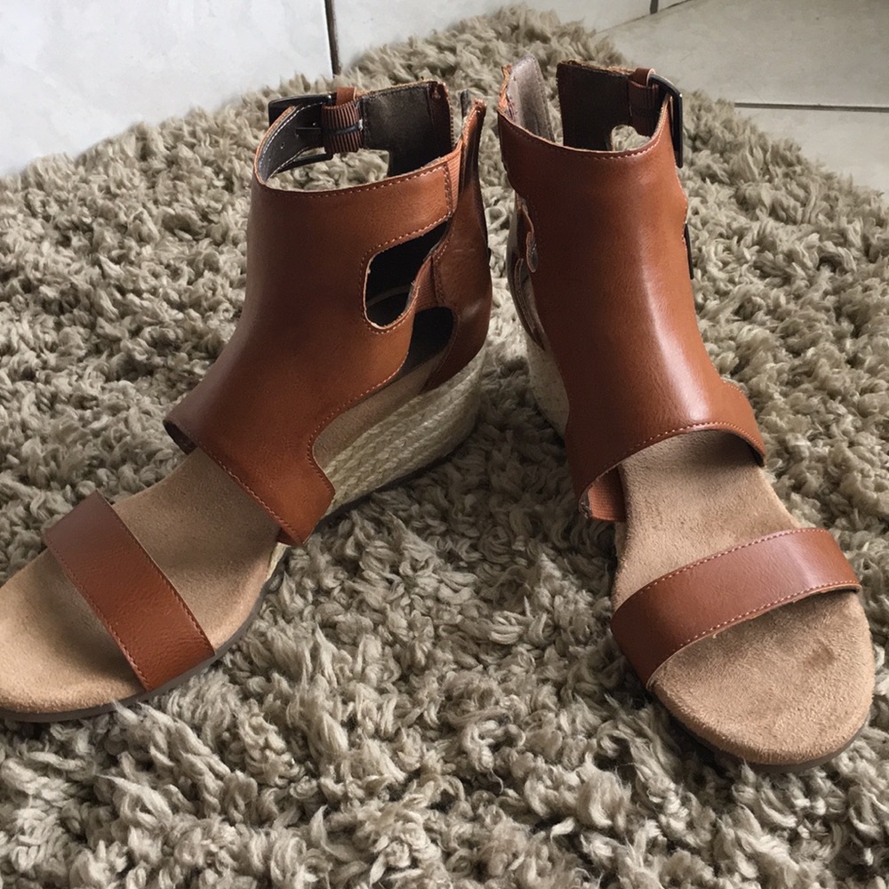 Brown wedge sandals